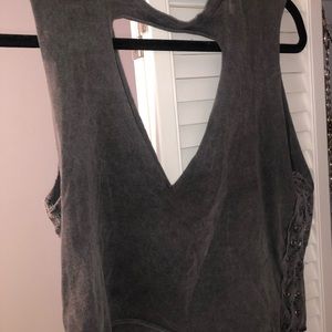 ☆ gray lace up tank top ☆